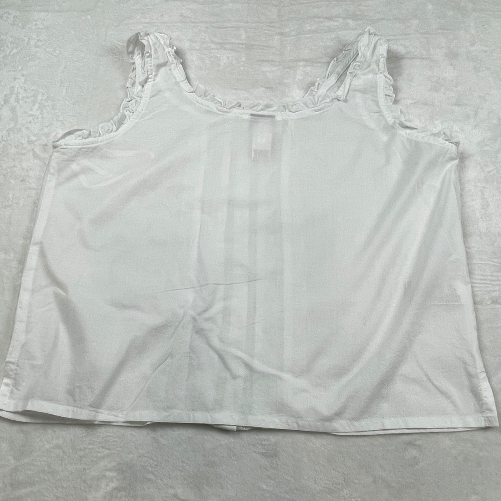 Jones New York Sport Womens White Cotton Ruffle Pintuck Button Front Tank Top L